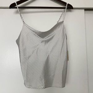 Satin Striped Cowl Neck Top